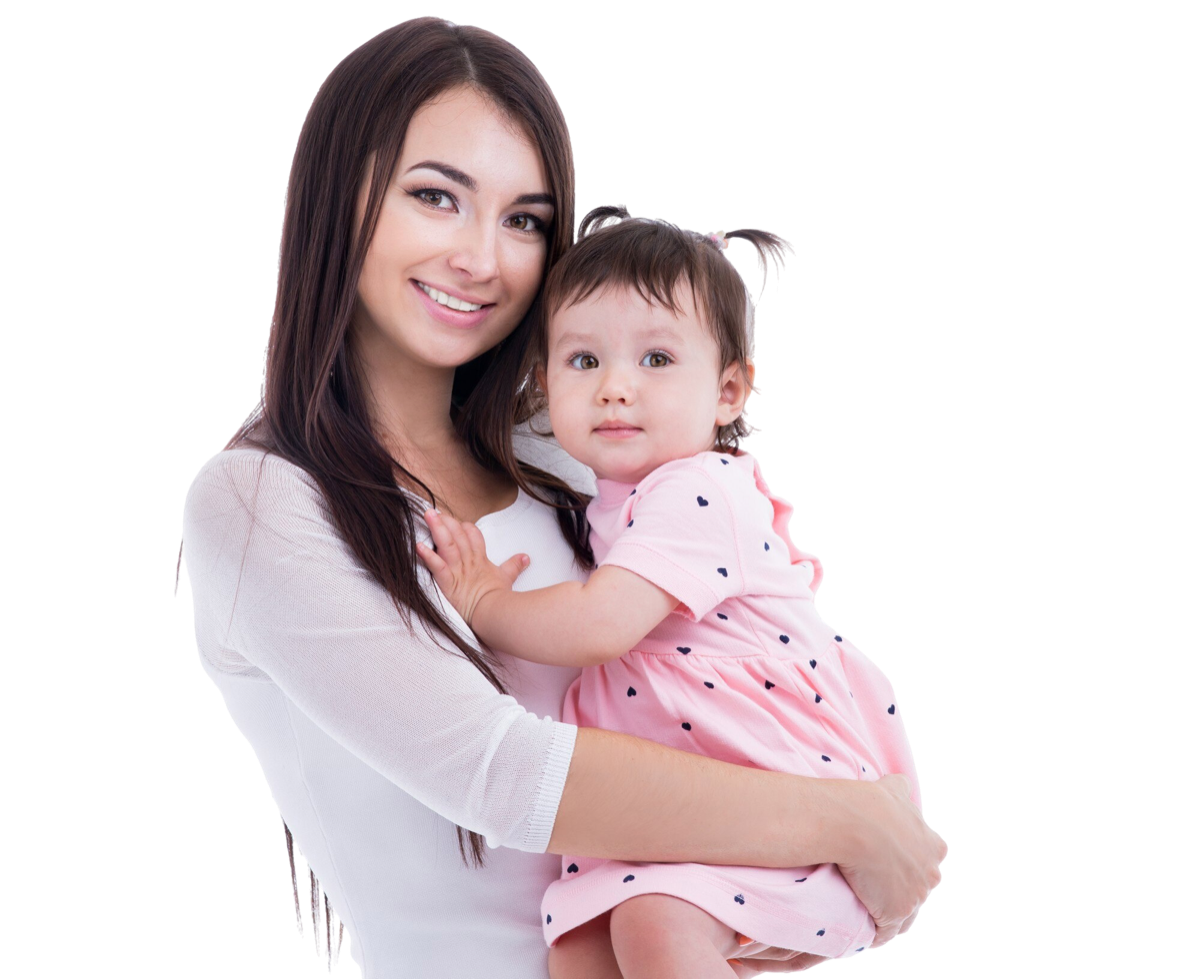 Mother holding her daughter after a pediatric ENT visit