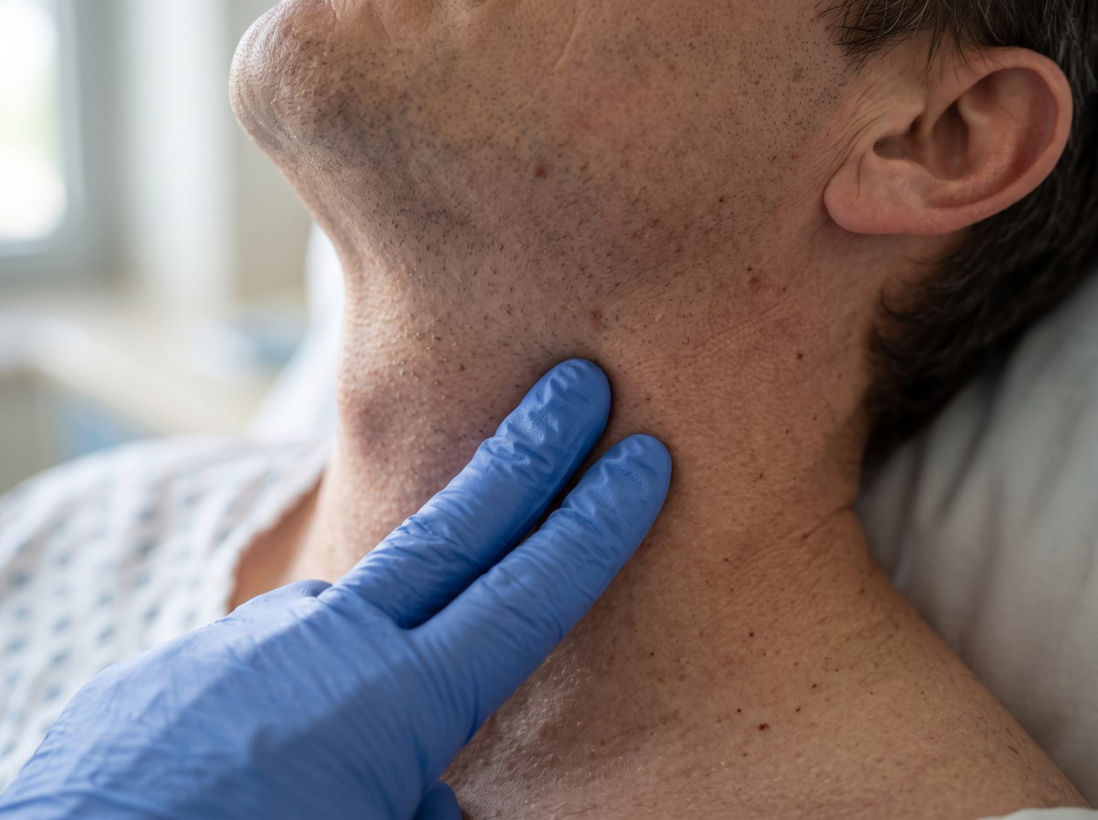 Doctor examining a patient's neck